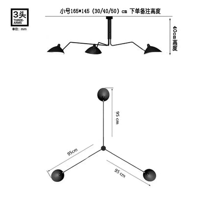 DecorBites™ Industrial Spider Serge Mouille Ceiling Lamp Black LED E27 Lighting