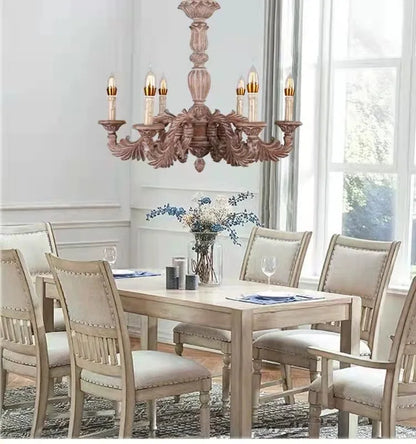 DecorBites™ Country French Solid Wood Chandelier for Bedroom, Dining Room, Living Room, and Study