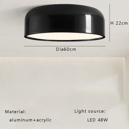 DecorBites™ Italian Minimalist Round LED Ceiling Lamp Black White Bedroom Light