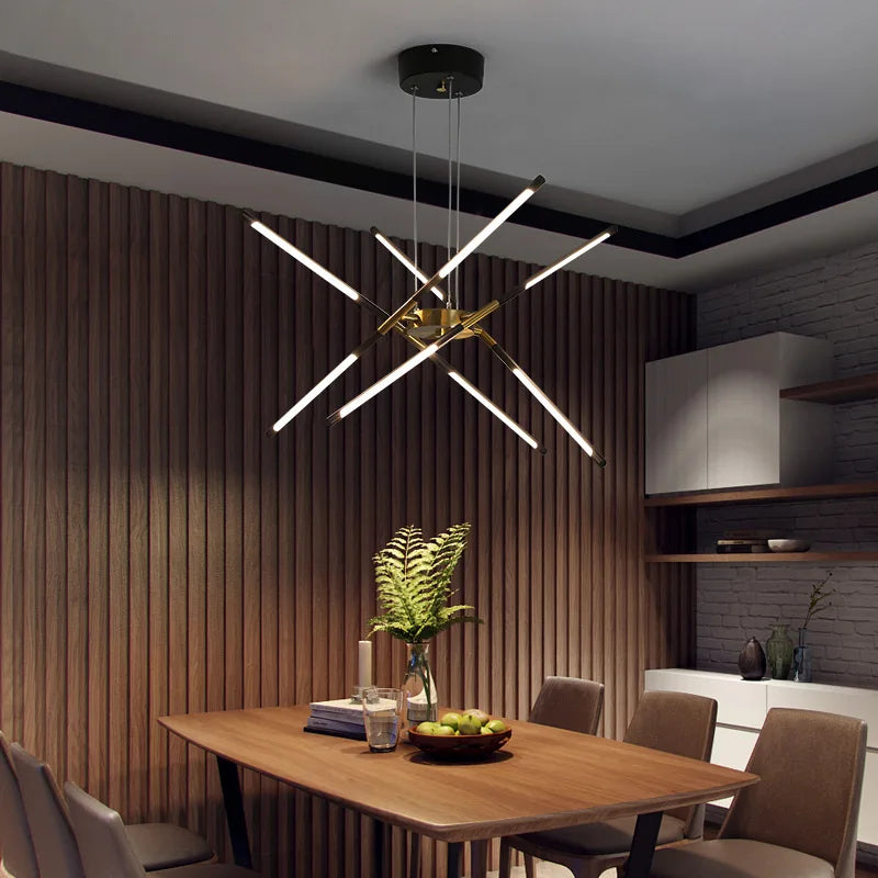DecorBites™ Gold LED Ceiling Chandelier for Living Room Bedroom Kitchen - Dimmable Pendant Light