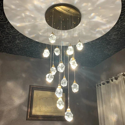 DecorBites™ Diamond Crystal Ball Chandelier LED Hanging Lamp Gold Fixture