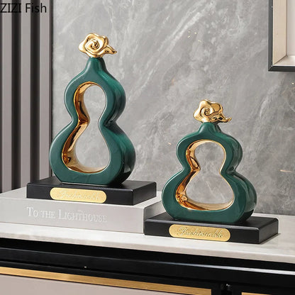 Decorbites™ Goldene Kürbis-Keramik-Skulptur Schreibtisch-Dekoration Porzellan-Handwerk Raumornamente