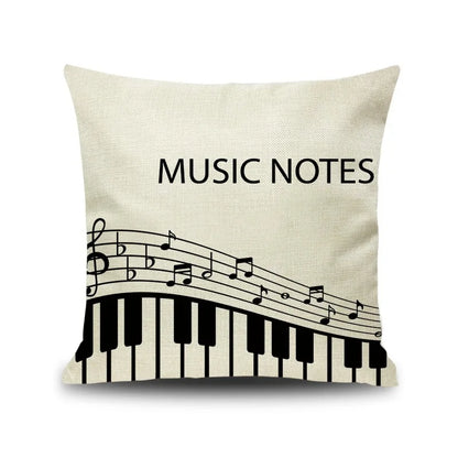 Decorbites™ Notenbrief Piano-Grafik-Druck Leinen-Kissenbezug 45x45cm Wohnzimmer-Dekoration