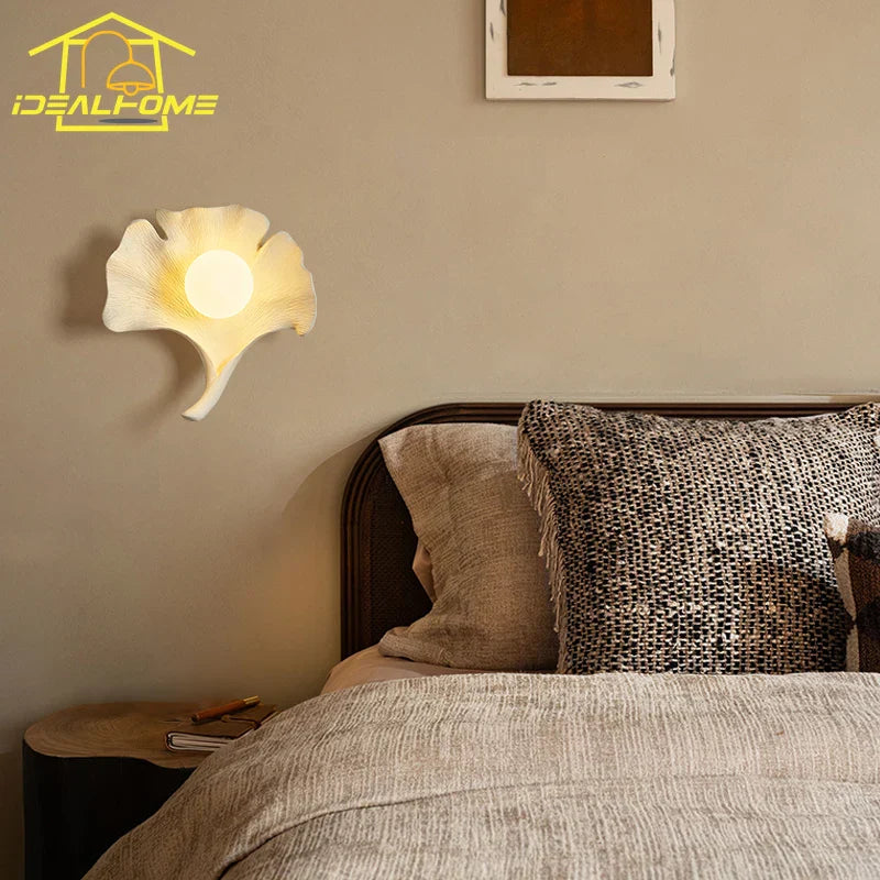 Decorbites™ Ginkgo-Biloba-Harz-Wandleuchte LED-Kunst-Dekoration für Schlafzimmer & Wohnzimmer