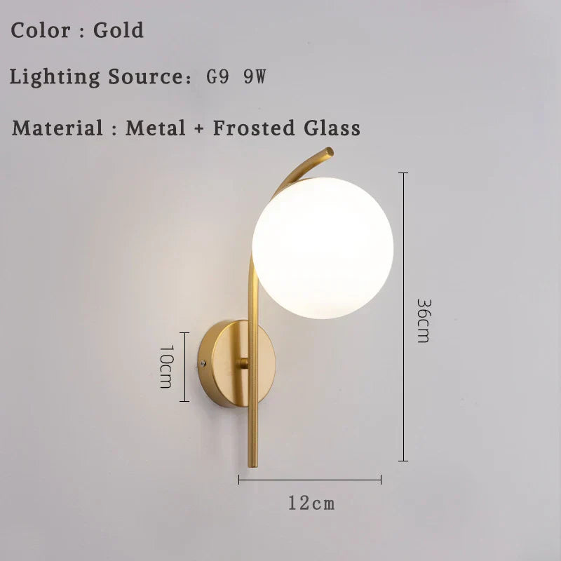 DecorBites™ Glass Ball LED Wall Lamp for Bedroom Living Room Indoor Lighting