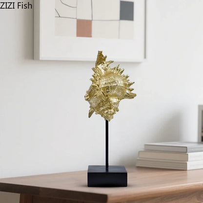Decorbites™ Vergoldete Meerjungfrau-Statue Harz-Skulptur Raumdekoration Meeresorganismus-Ornament