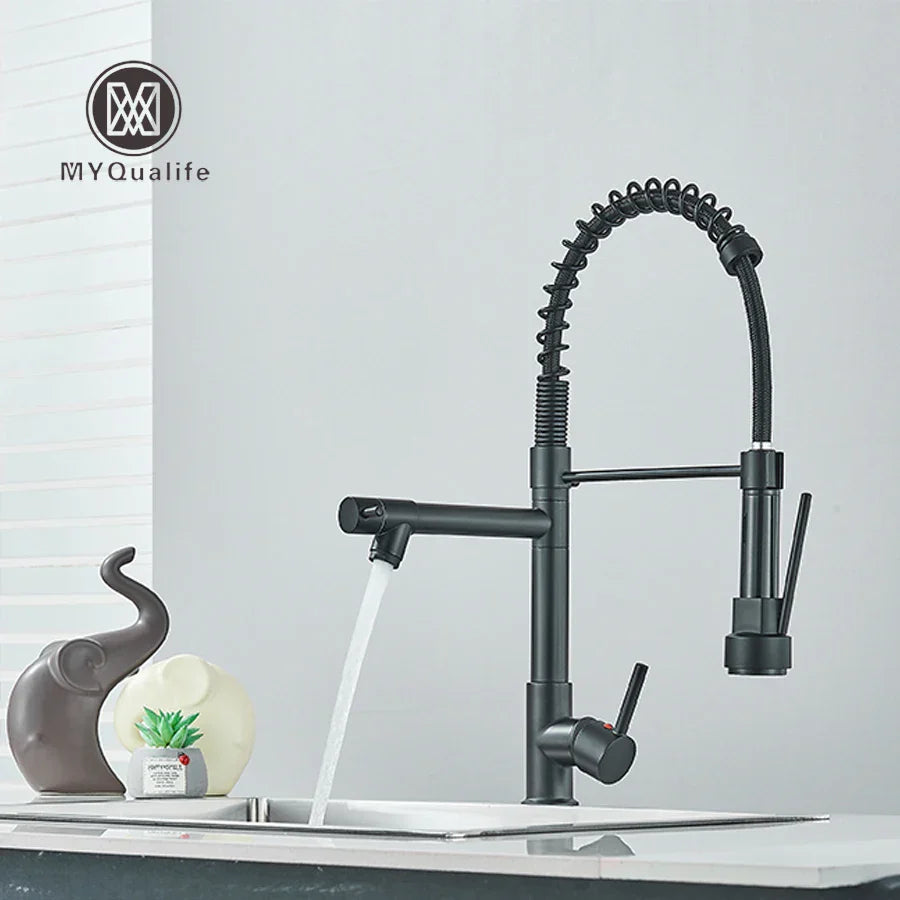 Decorbites™ Duale Auslauf Messing-Küchenarmatur mit 360° Drehung - Chrom