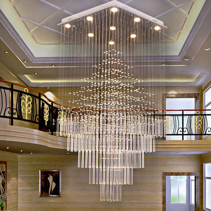 Decorbites™ Kristallsäule-Leuchter: Moderne Hängelampe mit quadratischer Basis für Wohnzimmer, Treppenhaus, Loft