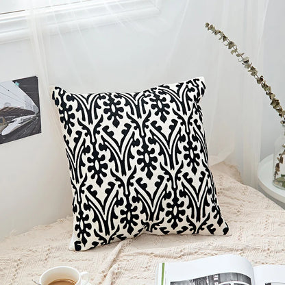 Decorbites™ Geometrisches Stickerei Kissenbezug 45x45 cm Schwarz Grau Weich Gemütlich für Heimdekoration