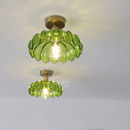 Decorbites™ Grüne Glas-LED-Deckenleuchte Moderne Eisen-Kupfer Lampara Techo für die Wohnraumausstattung