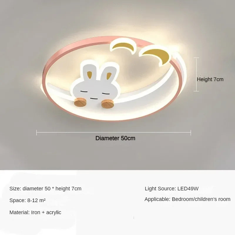 White LED Ceiling Lamp Pink Kids Study Room