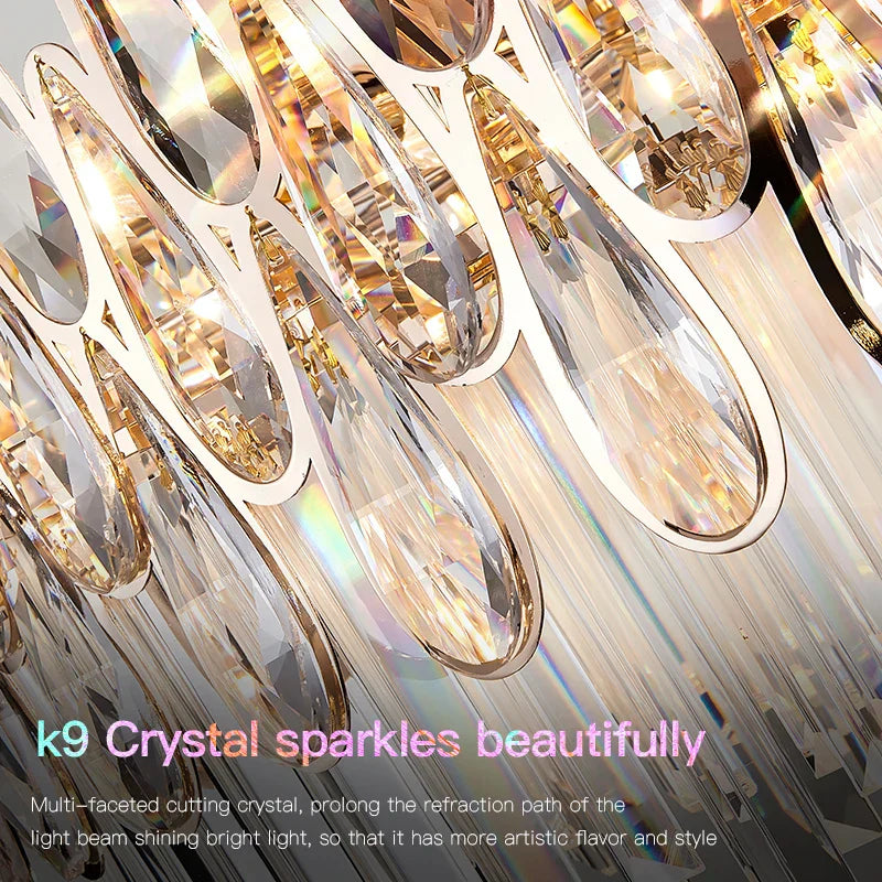 Decorbites™ Kristall-LED-Kronleuchter | Langes Treppenhaus-Villa-Licht | Moderne Luxus-Säulenlampe