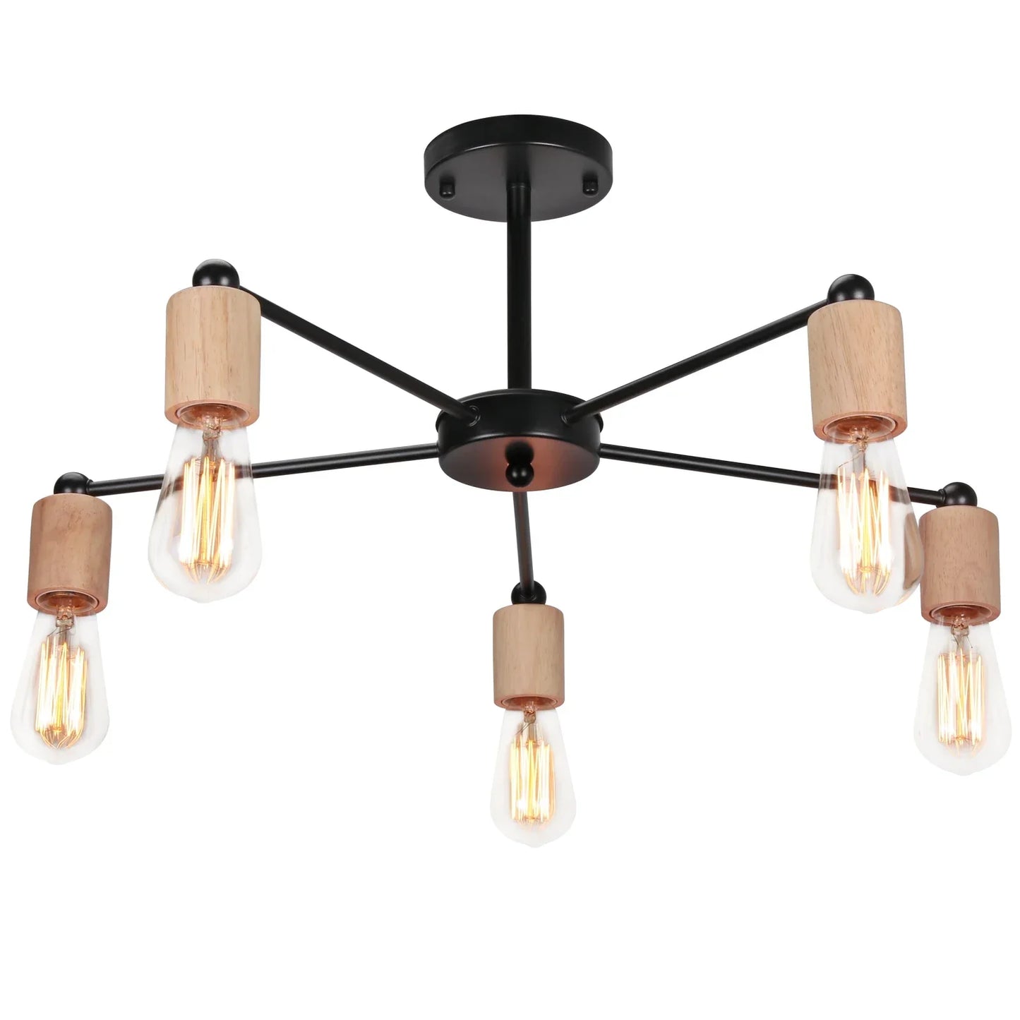Decorbites™ Industrielle Stange Eisen Holz Sputnik Kronleuchter Deckenlampe LED E27 Heimbeleuchtung