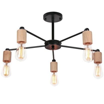 Decorbites™ Industrielle Stange Eisen Holz Sputnik Kronleuchter Deckenlampe LED E27 Heimbeleuchtung