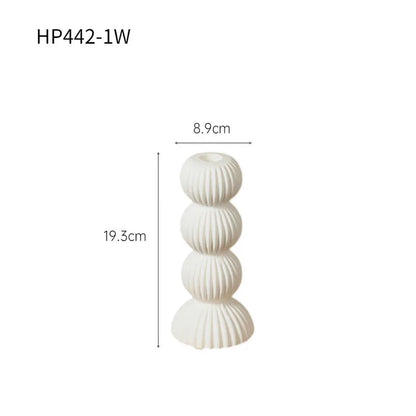 DecorBites™ Geometric Ceramic Candle Holder Ornaments Sphere Stripes Decoration Candlestick