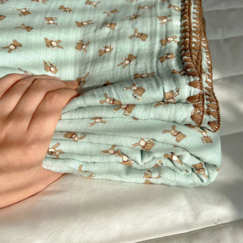 Cotton Cartoon Travel Blanket