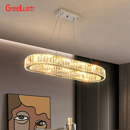Decorbites™ Kristall-Oval-Design-LED-Kronleuchter: Moderne große Pendelleuchte für Wohnzimmer und Schlafzimmer