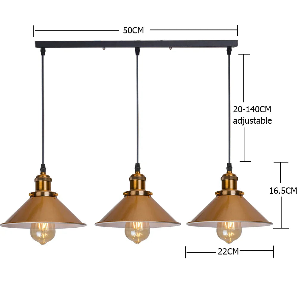 Decorbites™ Gold Vintage-Industrie-Pendantleuchte für modernes Restaurant und Wohnzimmer