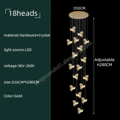 DecorBites™ Crystal Chandelier: Modern Luxury Pendant Lights for Living Room, Staircase, Villa