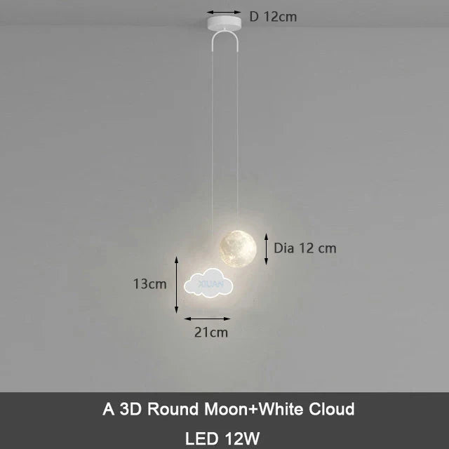 DecorBites™ Kids Star Cloud Moon Pendant Lamp with Remote Control Dimming