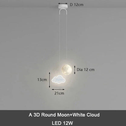DecorBites™ Kids Star Cloud Moon Pendant Lamp with Remote Control Dimming