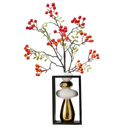 DecorBites™ Geometric Golden Rockery Vase Stack for Home Decor