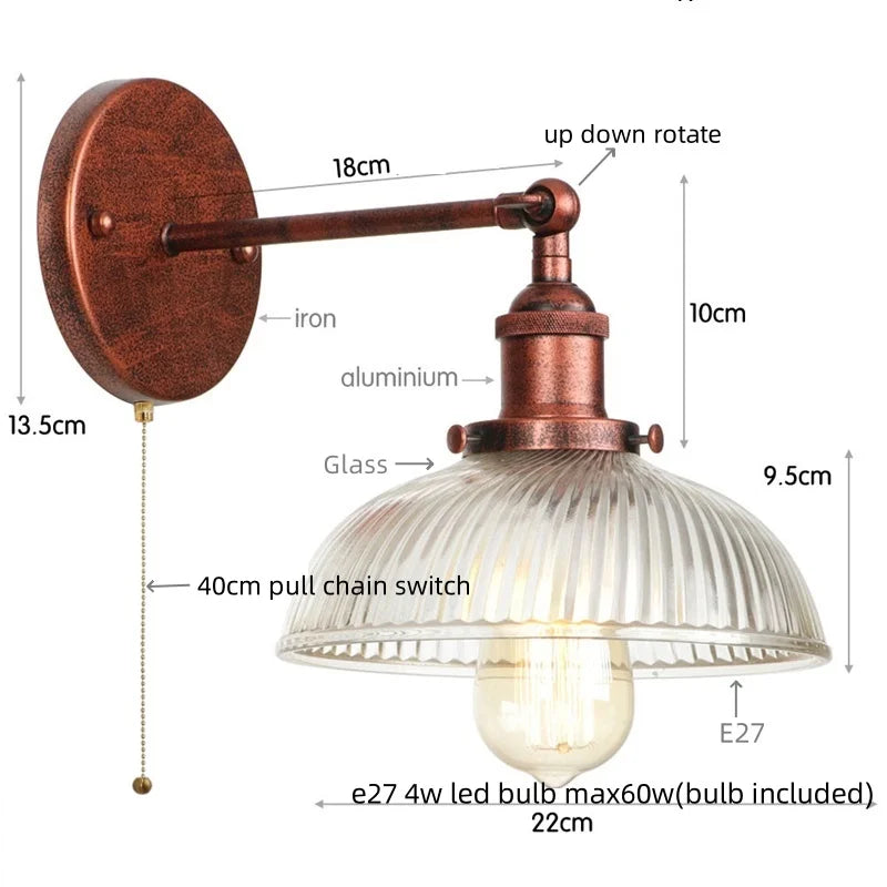 Decorbites™ Klares Glas LED Wandapplikation | Industrielle ländliche Treppenbeleuchtung