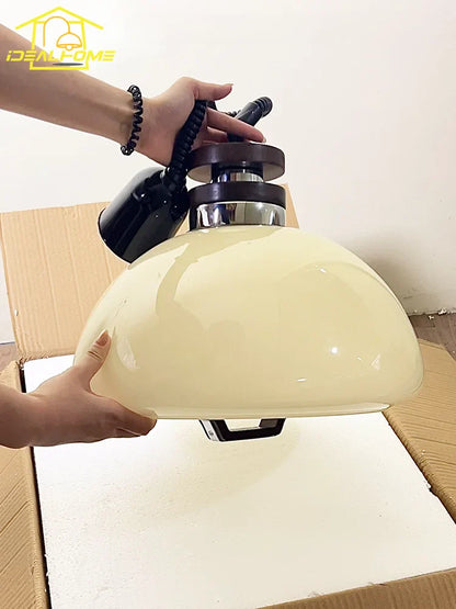 DecorBites™ Cream Glass Pendant Lights LED E27, Medieval Bauhaus Design for Home Decor