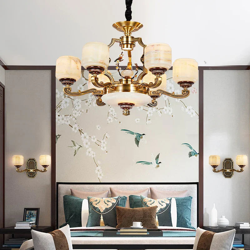Decorbites™ Jade-Zinklegierung-Kronleuchter für Wohnzimmer, Restaurant, Halle – Elegantes chinesisches Design