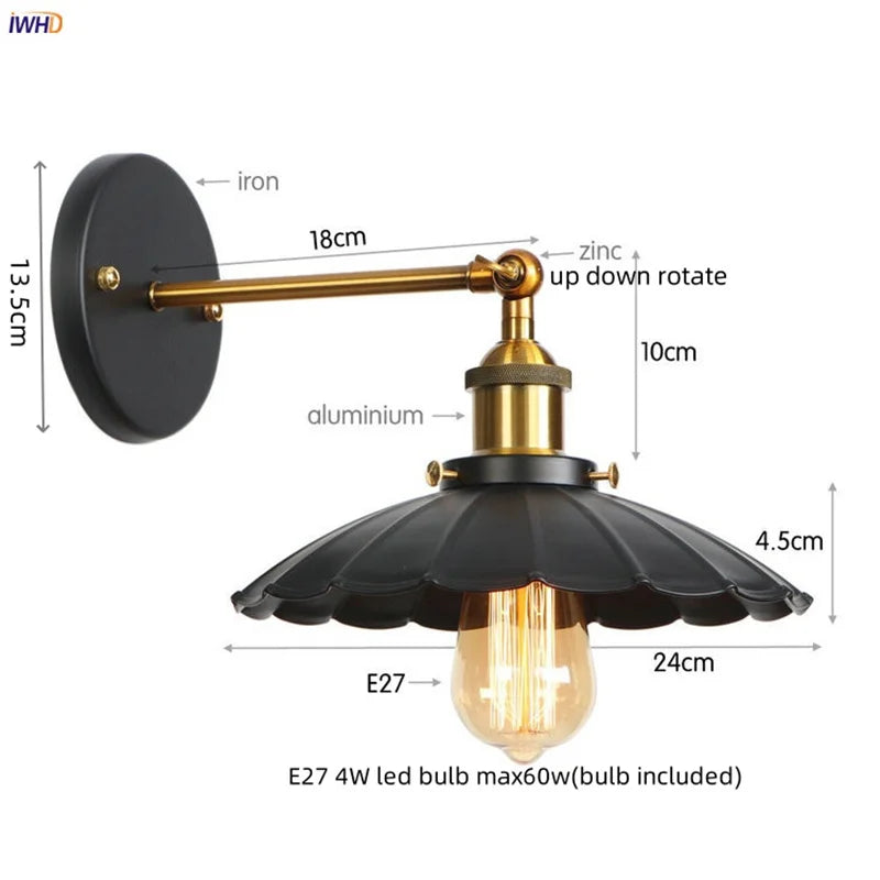DecorBites™ Gold Industrial LED Wall Lamp for Loft Stair, Coffee Bar, Bedroom