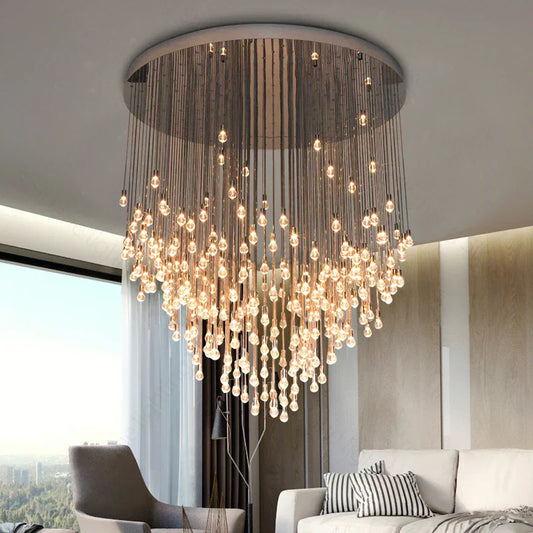 Decorbites™ Große Gold-LED-Kristallkugel-Lüster für modernes luxuriöses Wohnzimmer