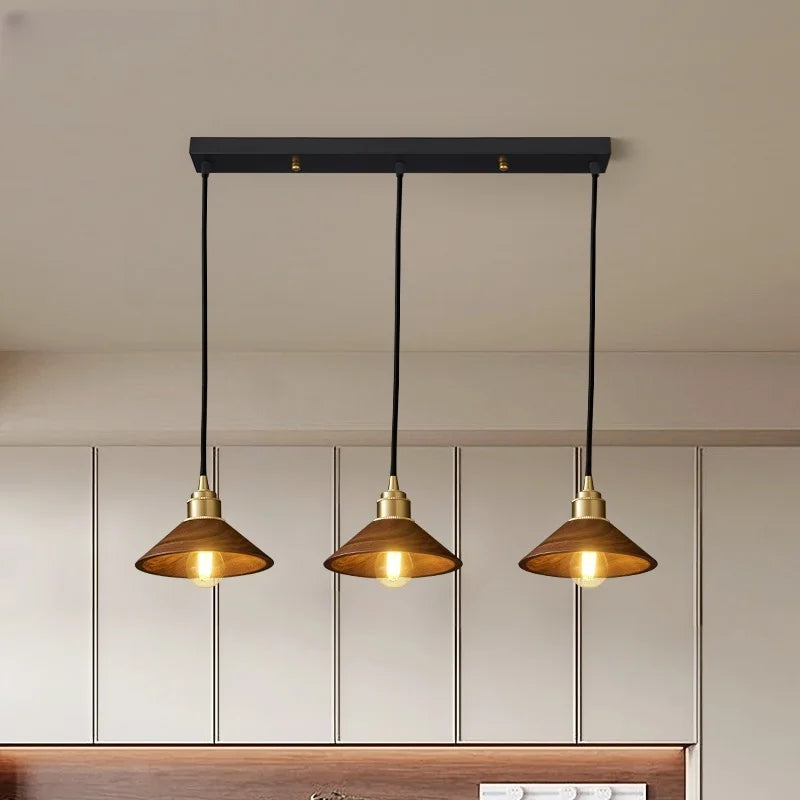 Decorbites™ Japanische LED-Hängeleuchte im Vintage-Stil aus Holz und Kupfer
