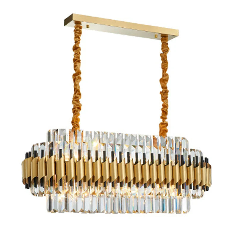 Gold LED Crystal Pendant Dia100cm Living Room