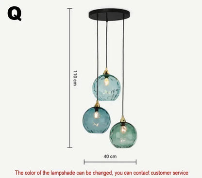Modern Colorful Glass Pendant Light in Polished Chrome