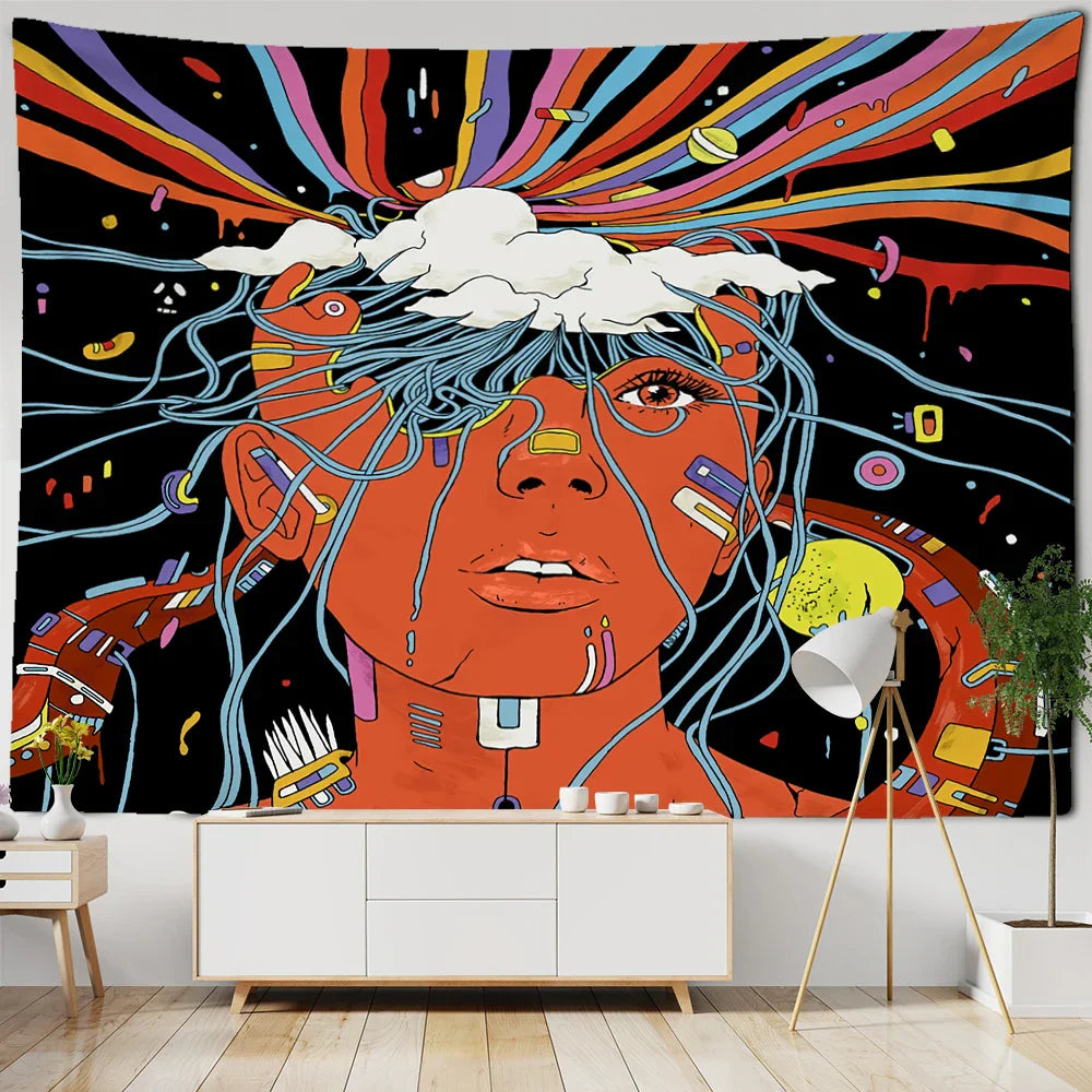 DecorBites™ Kawaii Women Tapestry Anime Girl Illustration Aesthetic Art Hippie Dorm Decor