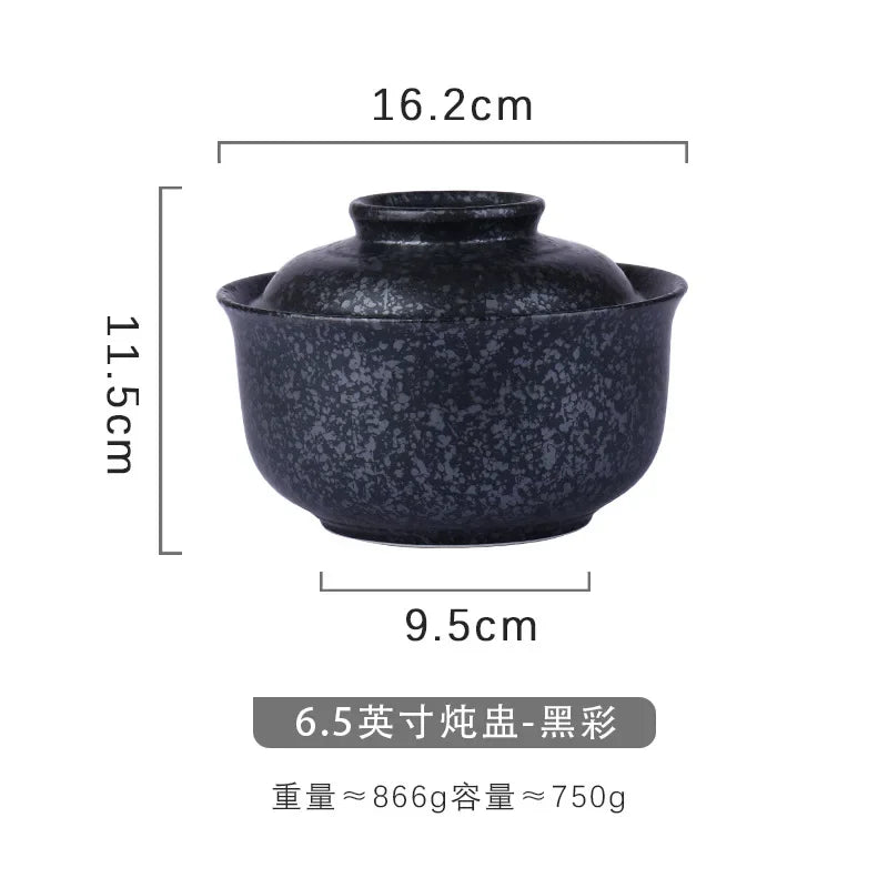 Decorbites™ Japanischer Stil Ramen-Schüssel mit Deckel | Keramische Nudelschüssel für Suppe, Reis, Brei