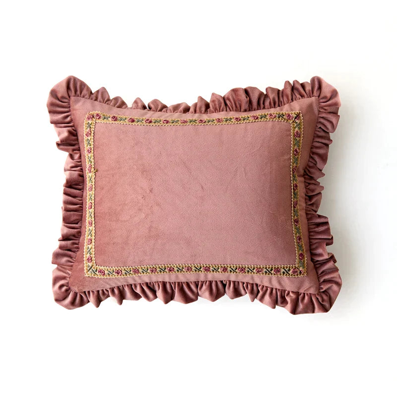 Green Chenille Lumbar Pillow