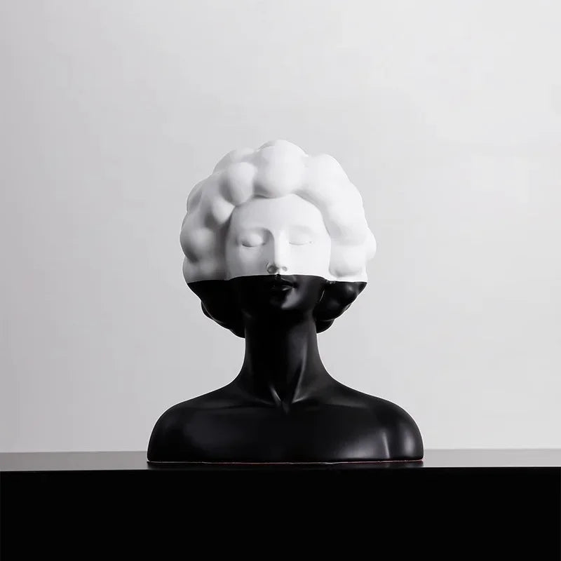Decorbites™ Abstrakte Porträt-Harzfigur Skulptur Schwarz-Weiß Wohnraumausstattung