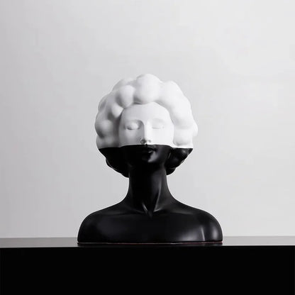 Decorbites™ Abstrakte Porträt-Harzfigur Skulptur Schwarz-Weiß Wohnraumausstattung