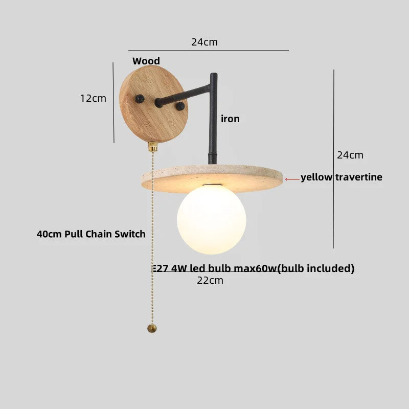 Decorbites™ Japanischer Stil LED-Wandleuchte mit Zugschalter und weißem Glas