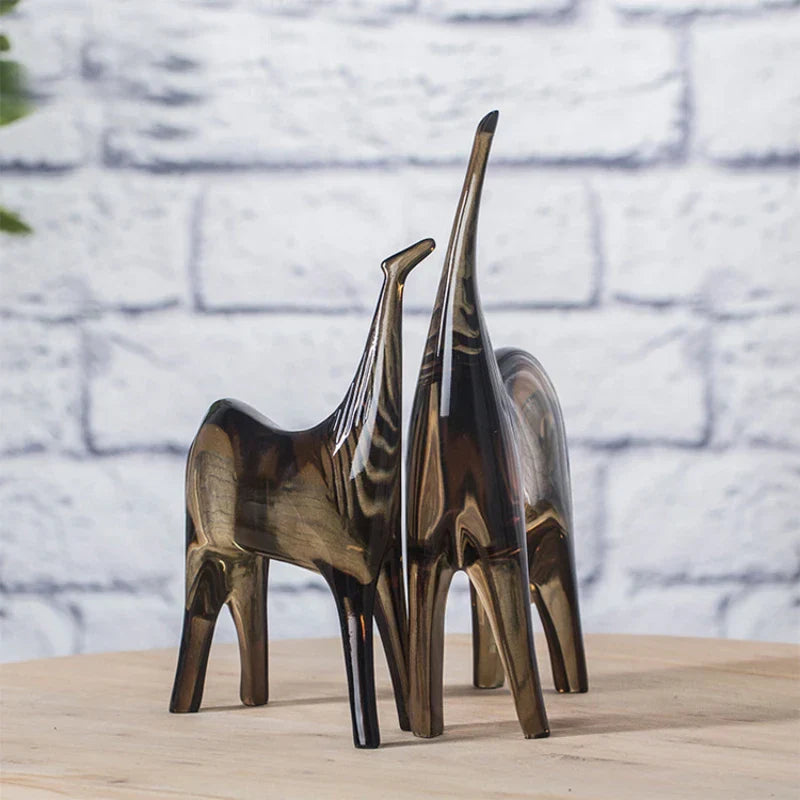 Decorbites™ Pferdepaar & Fohlen Skulpturensatz – Abstrakte Tierornamente für die Heimdekoration