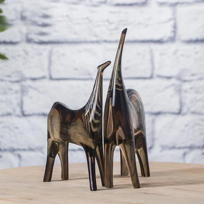 Decorbites™ Pferdepaar & Fohlen Skulpturensatz – Abstrakte Tierornamente für die Heimdekoration