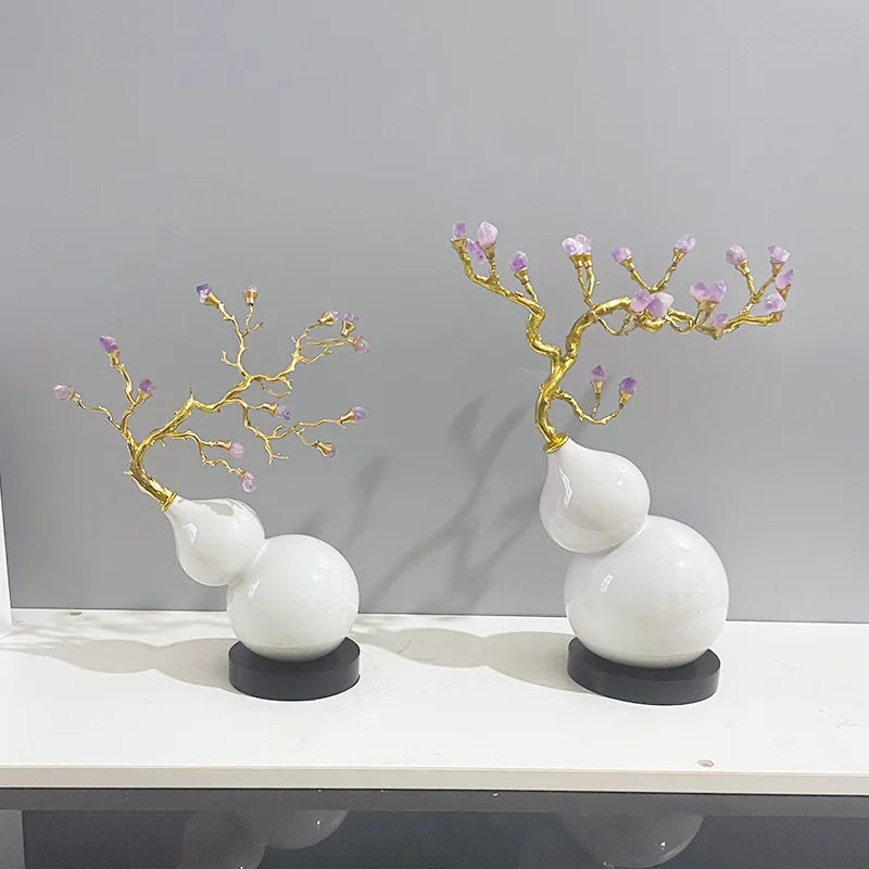 Decorbites™ Kürbis-Kristall-Skulptur Metall-Pflanzenstatuen Heimdekoration