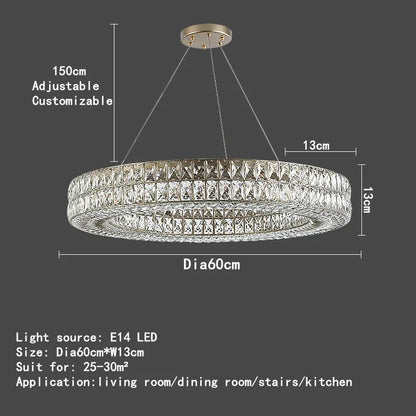 Decorbites™ K9-Kristall-Ring-Anhängerleuchte: Deluxe LED-Innenraumdekoration für Wohnzimmer, Schlafzimmer & Restaurant
