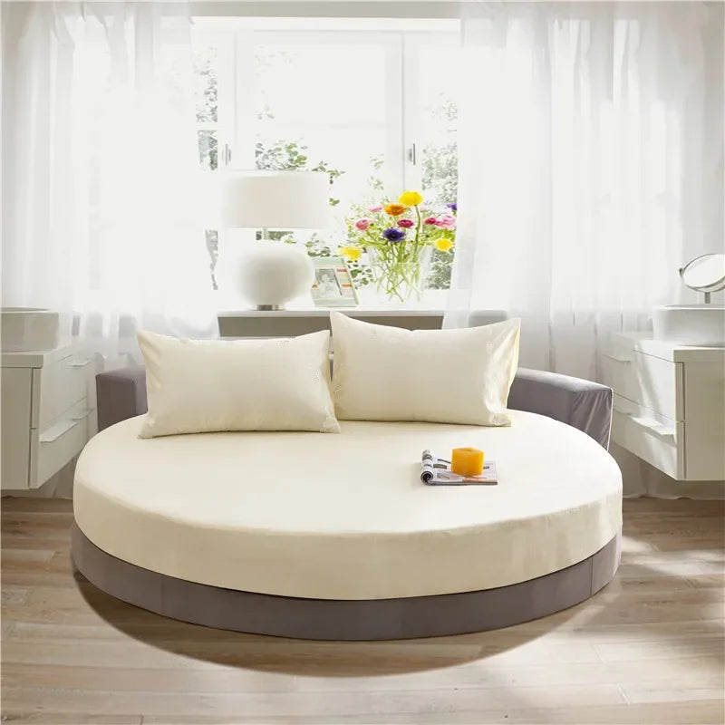 DecorBites™ Cotton Round Bed Sheet Set with Elastic Band, Soft & Skin-Friendly Fitted Sheets