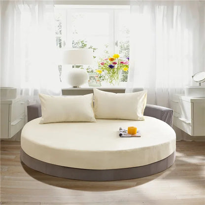 DecorBites™ Cotton Round Bed Sheet Set with Elastic Band, Soft & Skin-Friendly Fitted Sheets
