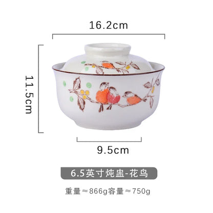 Decorbites™ Japanischer Stil Ramen-Schüssel mit Deckel | Keramische Nudelschüssel für Suppe, Reis, Brei