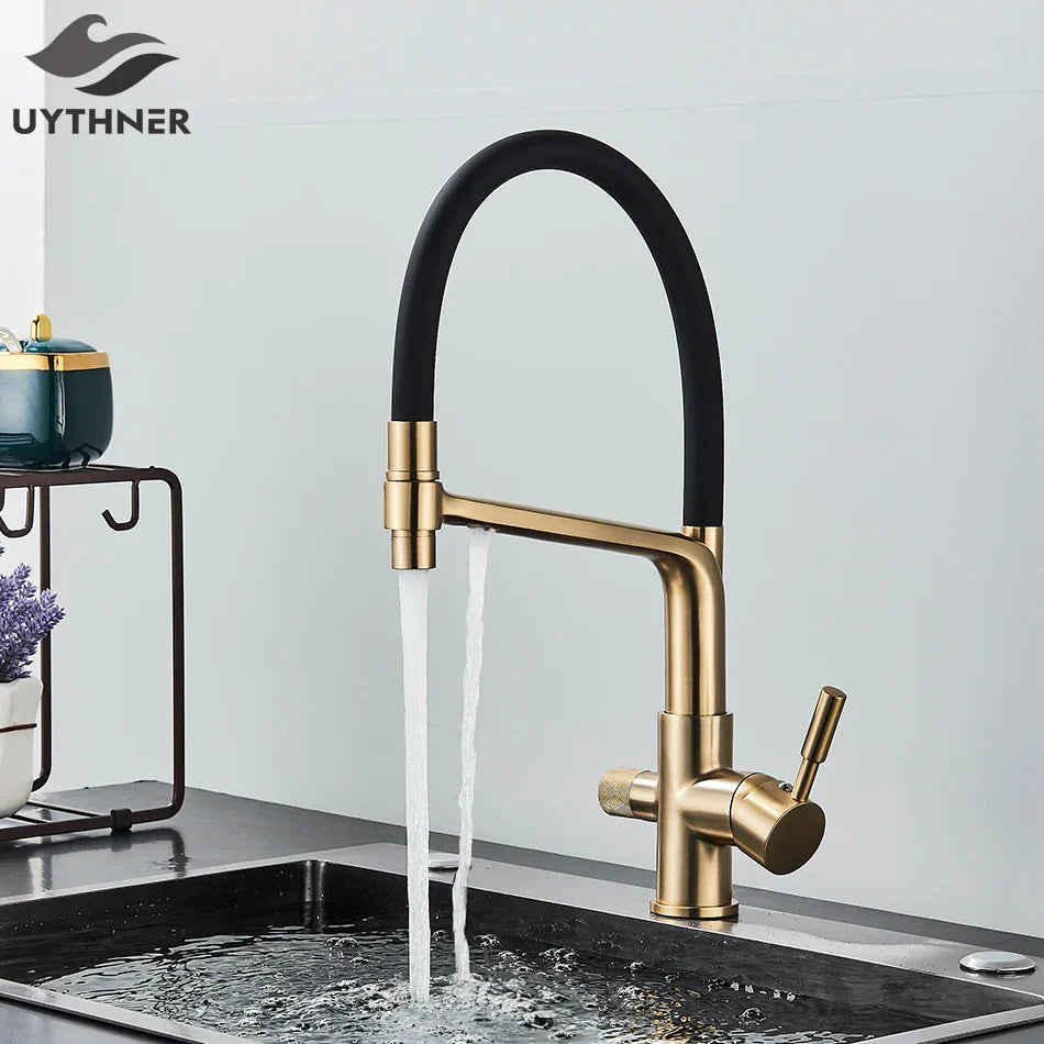 Decorbites™ Küchenfilterarmatur mit doppeltem Auslauf: 360° drehbarer Trinkwasser-Reinigungsmischer