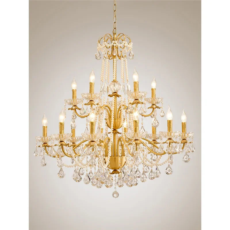 Gold Brass Retro Chandelier