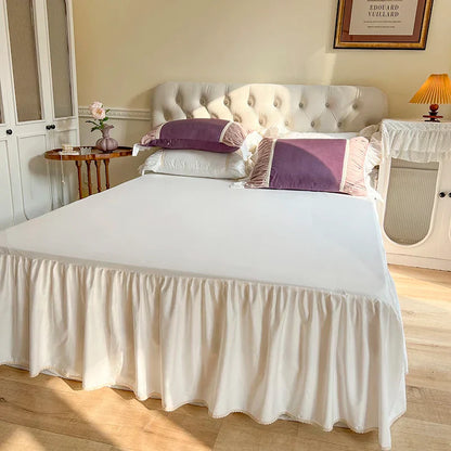 Decorbites™ Koreanische Prinzessinnen-Stil Baumwoll-Bettwäsche-Set mit Plissevolants und weichem Steppbettbezug